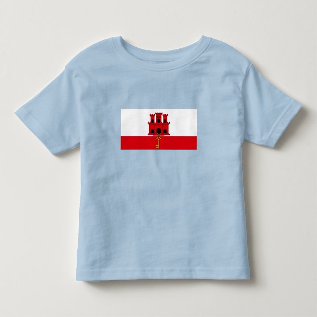 Camiseta Infantil Bandeira de Gibraltar (Frente)
