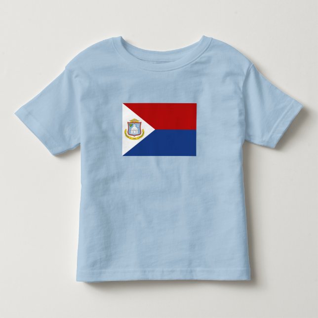 Camiseta Infantil Bandeira de Sint Maarten (Frente)