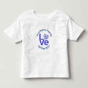 Camiseta Infantil Bandeira do Coração da Grécia Azul AMOR Personaliz