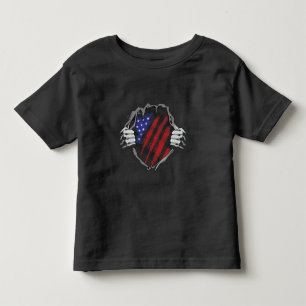 Camiseta Infantil Bandeira do Costume de Super Herói dos EUA
