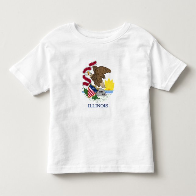 Camiseta Infantil Bandeira do Estado de Illinois (Frente)