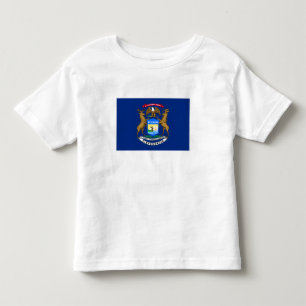 Camiseta Infantil Bandeira do estado de Michigan