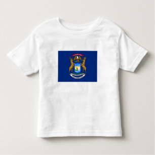 Camiseta Infantil Bandeira do Estado do Michigan