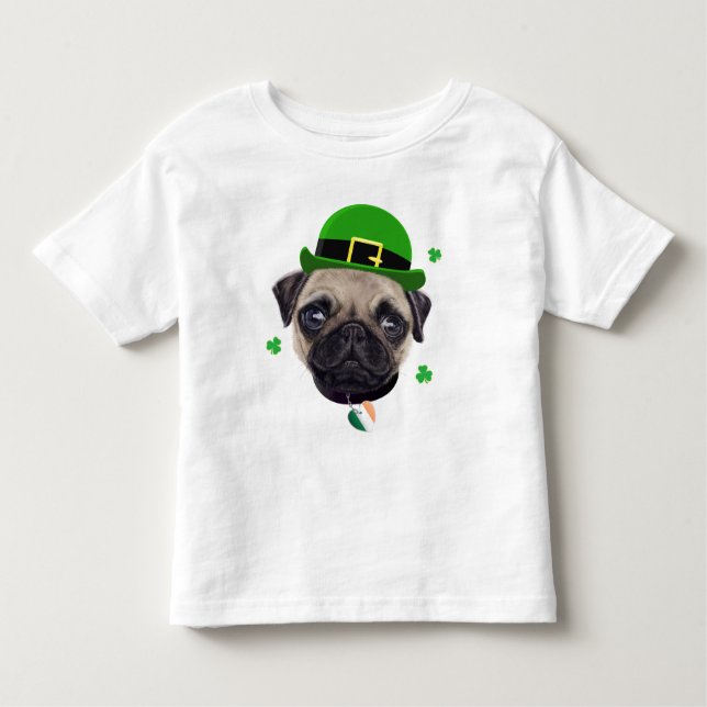 Camiseta Infantil Bandeira do irlandês do Dia de São Patrício do cão (Frente)