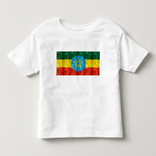 Camiseta Infantil Bandeira etíope de madeira
