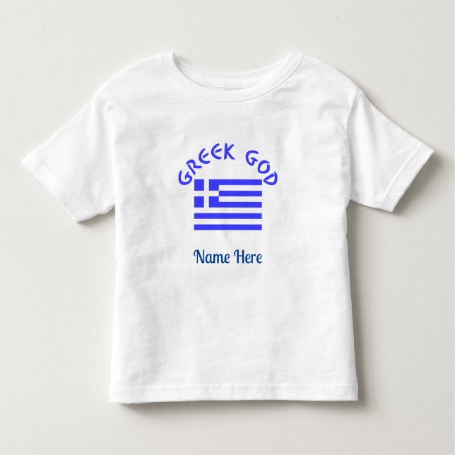 Camiseta Infantil Bandeira Grega Deus Grego Nome Personalizado  (Frente)