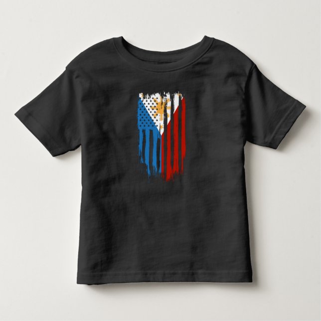 Camiseta Infantil Bandeira Metade Americana das Filipinas (Frente)