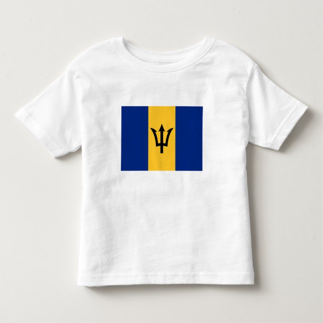 Camiseta Infantil Bandeira Patriótica Barbados (Frente)