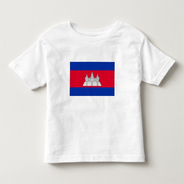 Camiseta Infantil Bandeira Patriótica do Camboja (Frente)