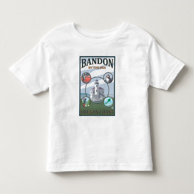 Camiseta Infantil Bandon, poster de viagens de OregonScenic (Frente)