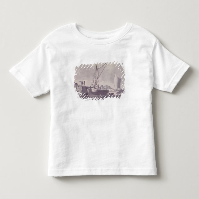 Camiseta Infantil Barcas da navigação que aproximam um cais (Frente)