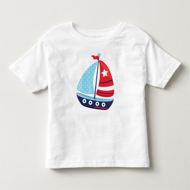 Camiseta Infantil Barco à vela, marinheiro, à vela, velas, barco, na (Frente)