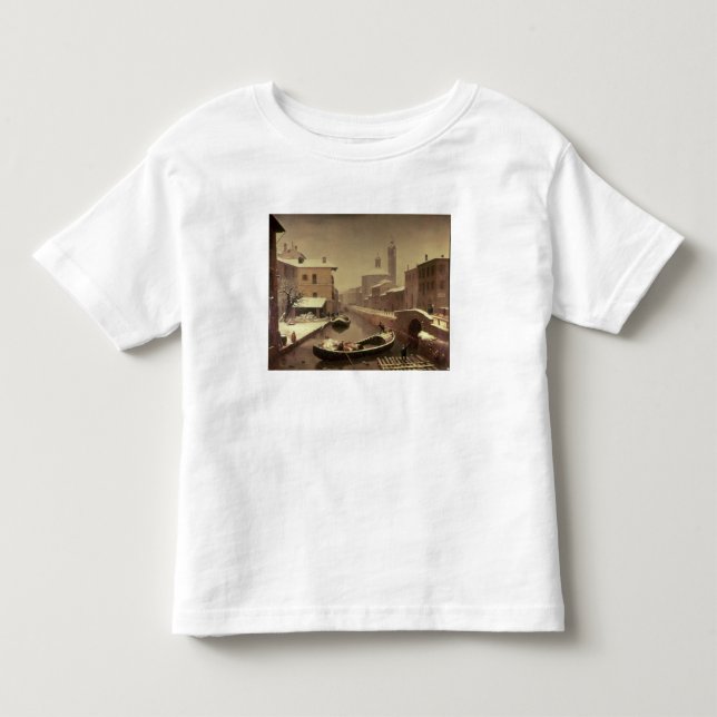 Camiseta Infantil Barco sob a neve (Frente)