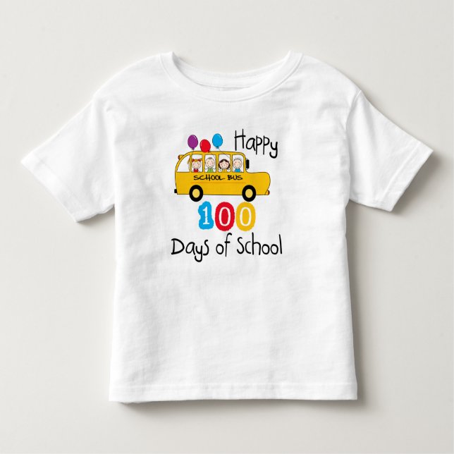 Camiseta Infantil Barramento Escolar Comemora 100 Dias (Frente)