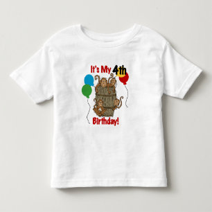 Camiseta Infantil barril de macacos 4º aniversário