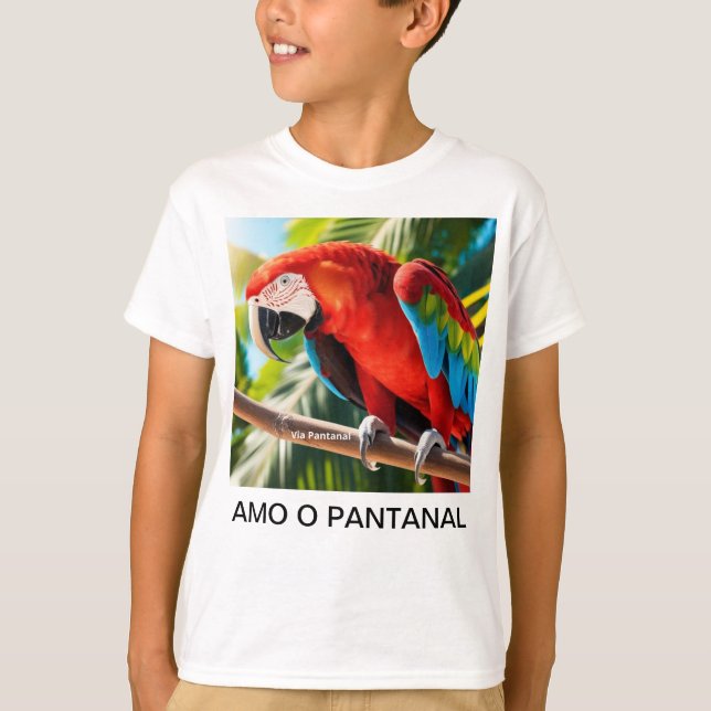 Camiseta Infantil Básica Arara Vermelha (Frente)