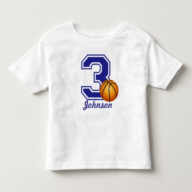 Camiseta Infantil basquete aniversário de 3 anos personalizado (Frente)