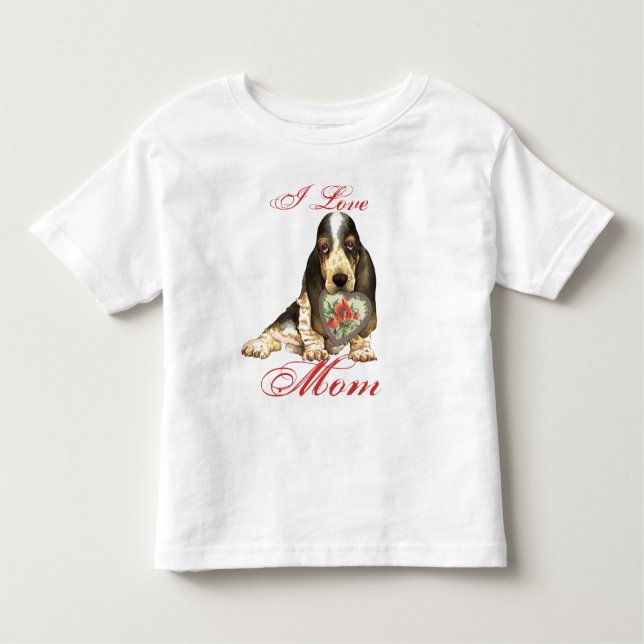 Camiseta Infantil Basset Hound Heart Mãe (Frente)
