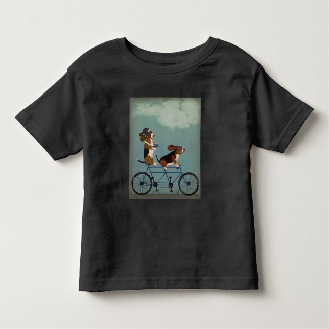 Camiseta Infantil Basset Hound Tandem (Frente)