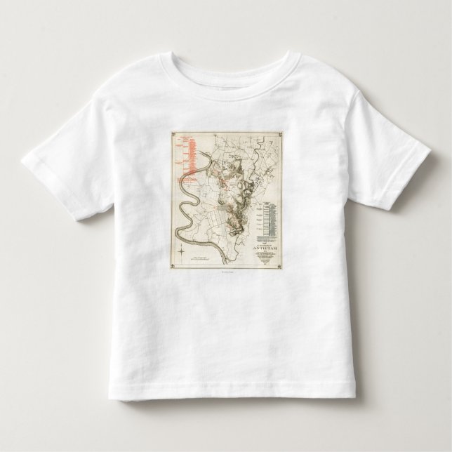 Camiseta Infantil Batalha de Antietam - mapa panorâmico 4 da guerra (Frente)