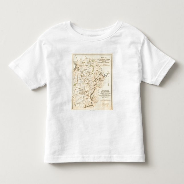 Camiseta Infantil Batalha de Antietam - mapa panorâmico da guerra (Frente)