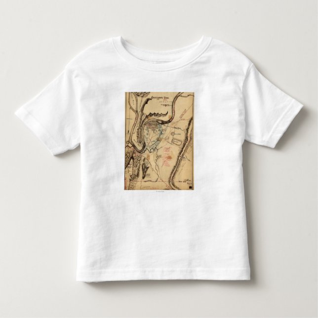Camiseta Infantil Batalha de Chickamauga - mapa panorâmico 4 da (Frente)