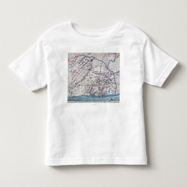 Camiseta Infantil Batalha de Shiloh - mapa panorâmico da guerra (Frente)