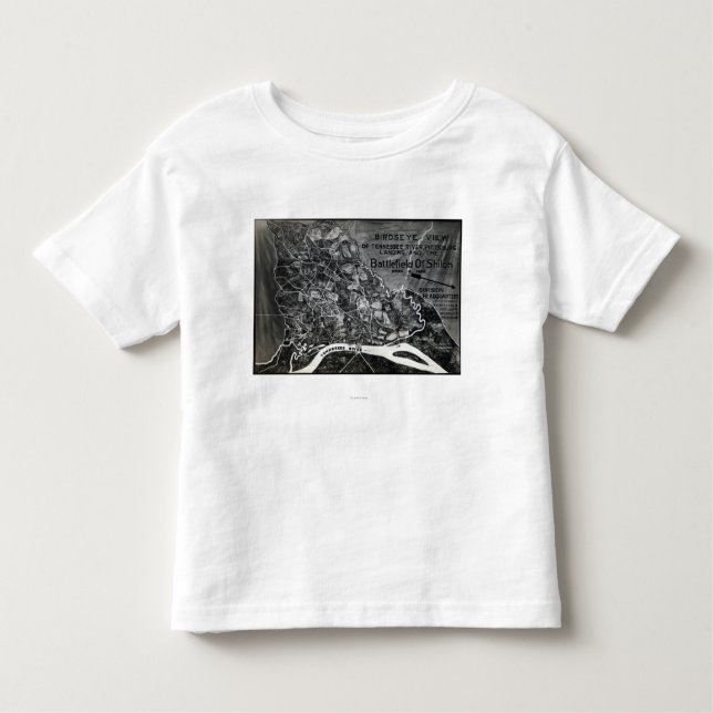 Camiseta Infantil Batalha de Shiloh - mapa panorâmico da guerra (Frente)