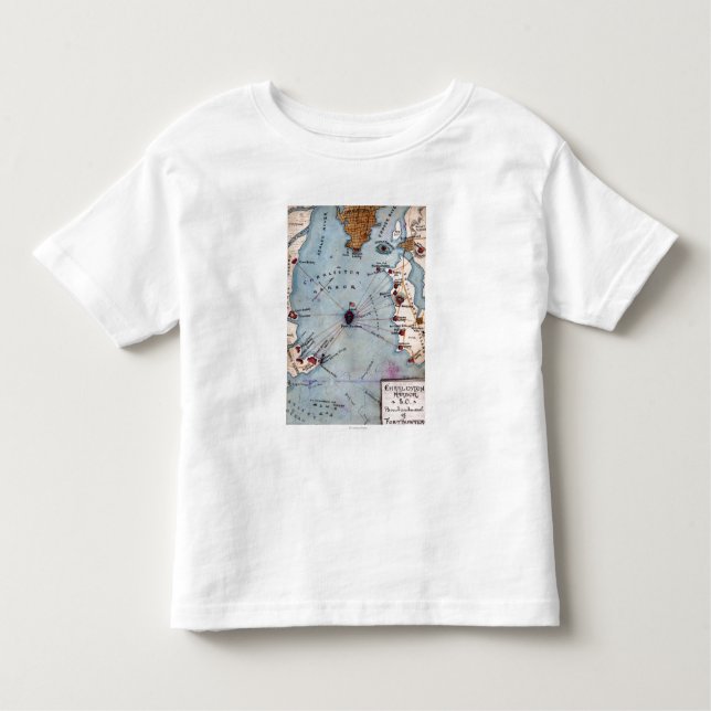 Camiseta Infantil Batalha do forte Sumter - guerra civil panorâmico (Frente)