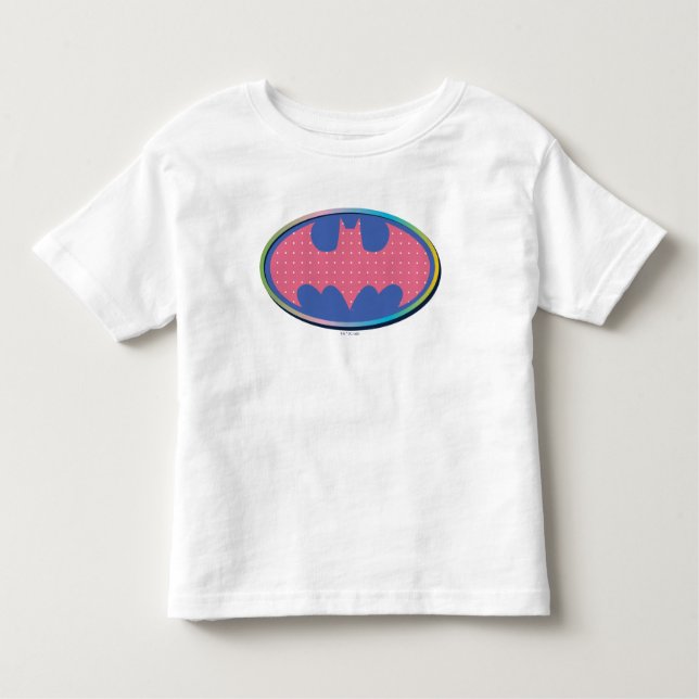 Camiseta Infantil Batman | Logotipo de Bolinhas rosa (Frente)