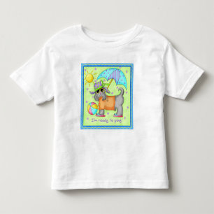 Camiseta Infantil Beach Dog Whimsy Art Green Blue