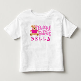 Camiseta Infantil Beary Sweet Girl Name Pink Girly Bear