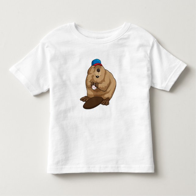 Camiseta Infantil Beaver no Baseball com Baseball (Frente)
