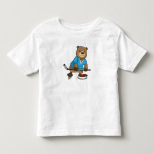 Camiseta Infantil Beaver no hóquei no gelo com bastão de hóquei no g