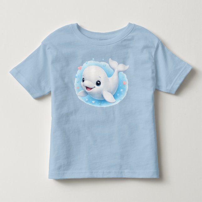 Camiseta Infantil Bebê Baleia Beluga Adorável (Frente)