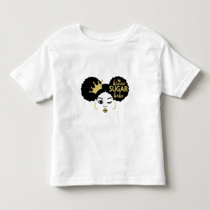 Camiseta Infantil Bebê de açúcar castanho a preto e Dourado