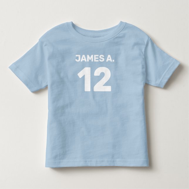 Camiseta Infantil Bebé de azul personalizável (design frente e verso (Frente)