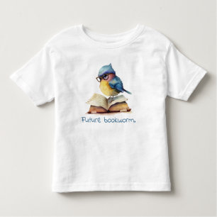 Camiseta Infantil Bebê de Leitura de Pássaros Azuis Futuros