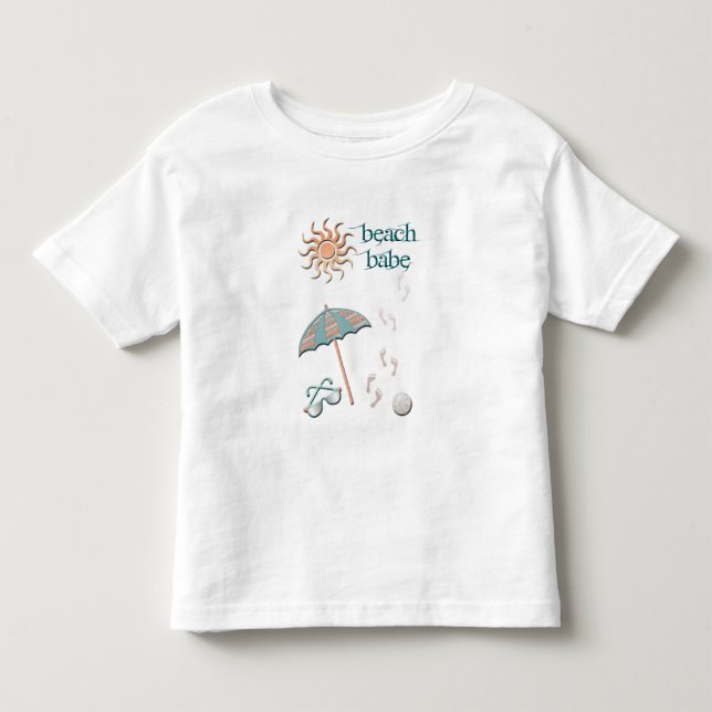 Camiseta Infantil Bebê de Praia-Guarita, Bola, Pegadas na Areia (Frente)