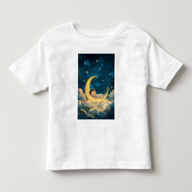 Camiseta Infantil Bebê dormindo na lua (Frente)