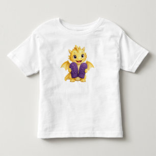 Camiseta Infantil Bebê Dragão Segurando Luvas Arte de Berçário Aquar