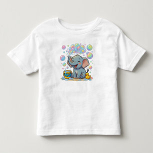 Camiseta Infantil Bebê Elefante Fofo Pulverizando Bolhas de Sabão Es