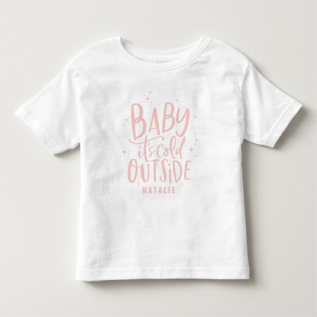 Camiseta Infantil Bebê está frio fora do script e texto feriado (Frente)