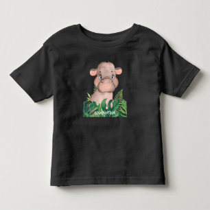 Camiseta Infantil Bebê Hipopótamo da Vida Selvagem Fofa