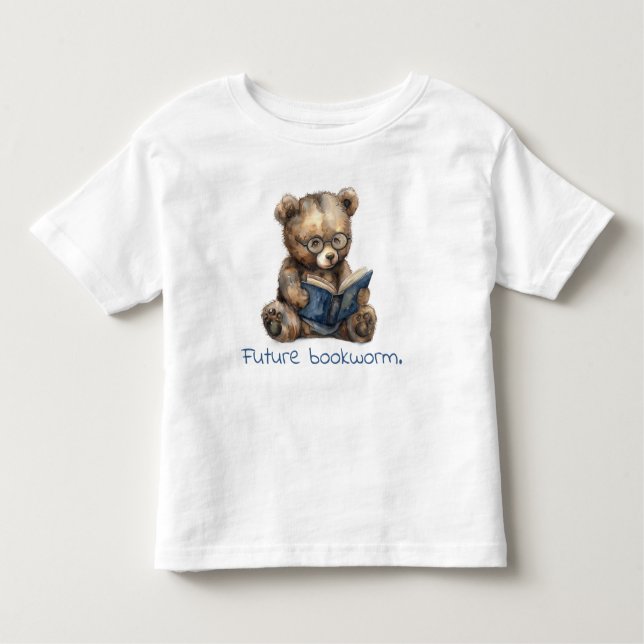 Camiseta Infantil Bebê Leitura do Urso do Bookworm Futuro (Frente)