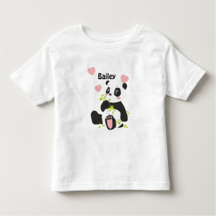 Camiseta Infantil Bebê Panda Bear Corações Rosa Personalizado