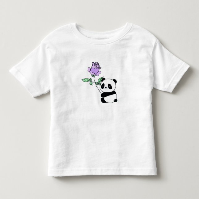 Camiseta Infantil Bebê Panda com Nome Personalizado e Rosa Roxa (Frente)