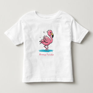 Camiseta Infantil Bebê rosa Flamingo na Água