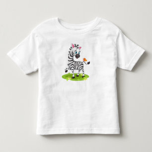 Camiseta Infantil Bebê Zebra Desenhando Brincando com Borboleta-2396