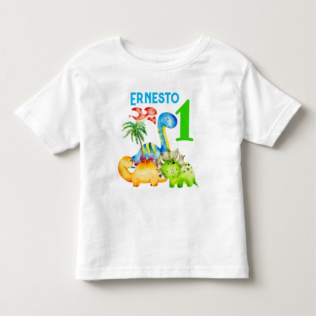 Camiseta Infantil Bebês dinossauros festa de aniversário infantil (Frente)